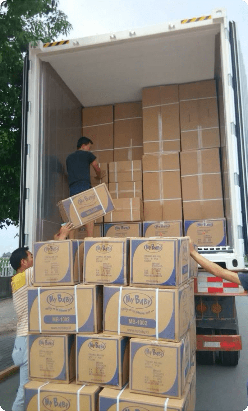 Boxes being handled in warehouse